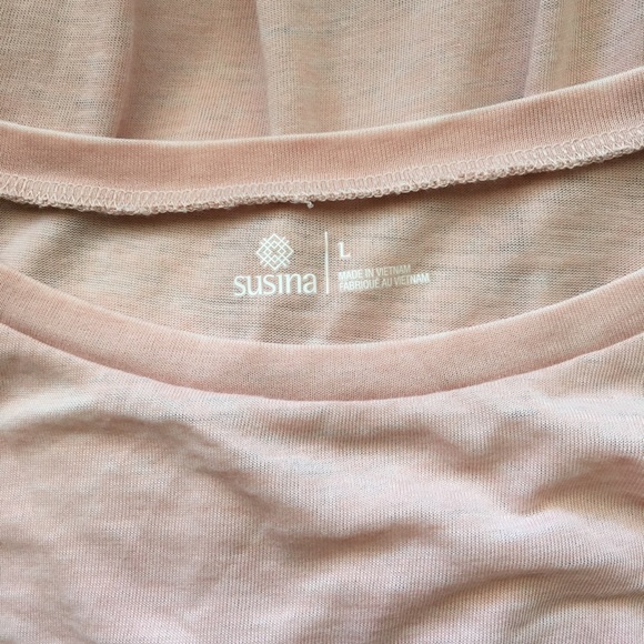 NWT SUSINA RUSHED BURNOUT T-SHIRT Pink size L - Picture 4 of 6